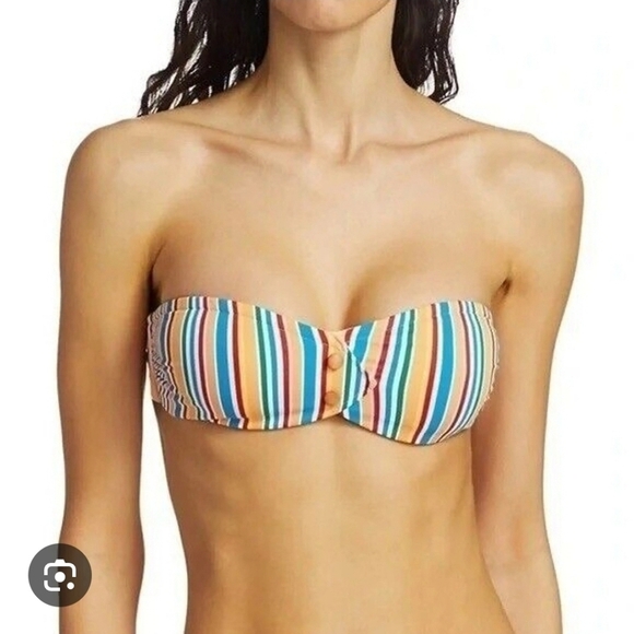 NWT Onia Allegra Striped Bandeau Bikini Swimsuit Top XL - Picture 1 of 9